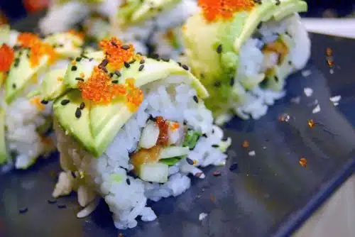 Sushi Roll Cut And Garnished