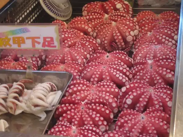 Octopus (tako) for sale at the Tsukiji Market in Japan